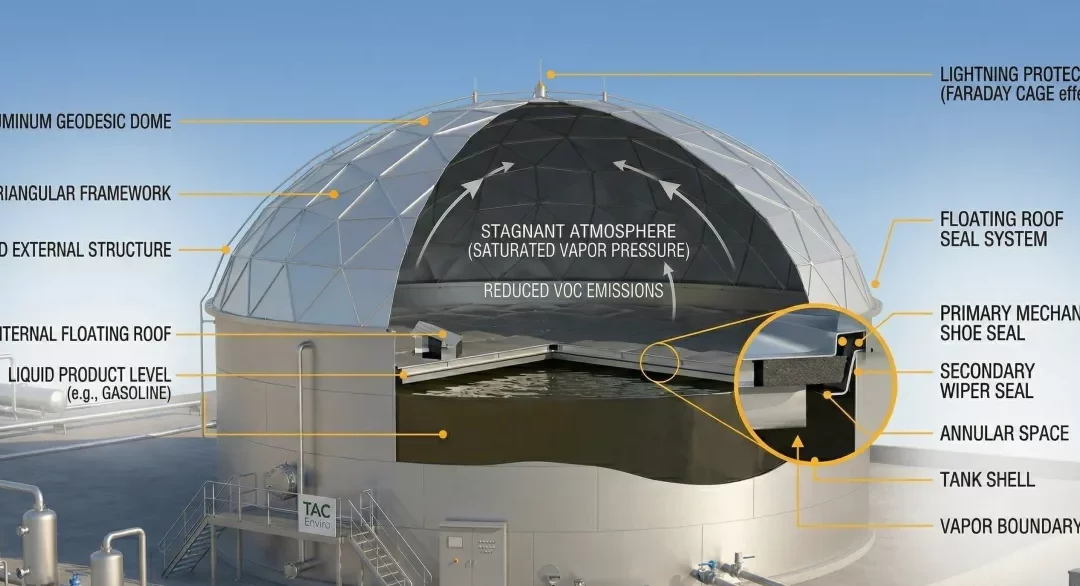 High-Efficiency Vapor Control for Bulk Storage: Integrating Floating Roof Seals and Aluminum Geodesic Domes